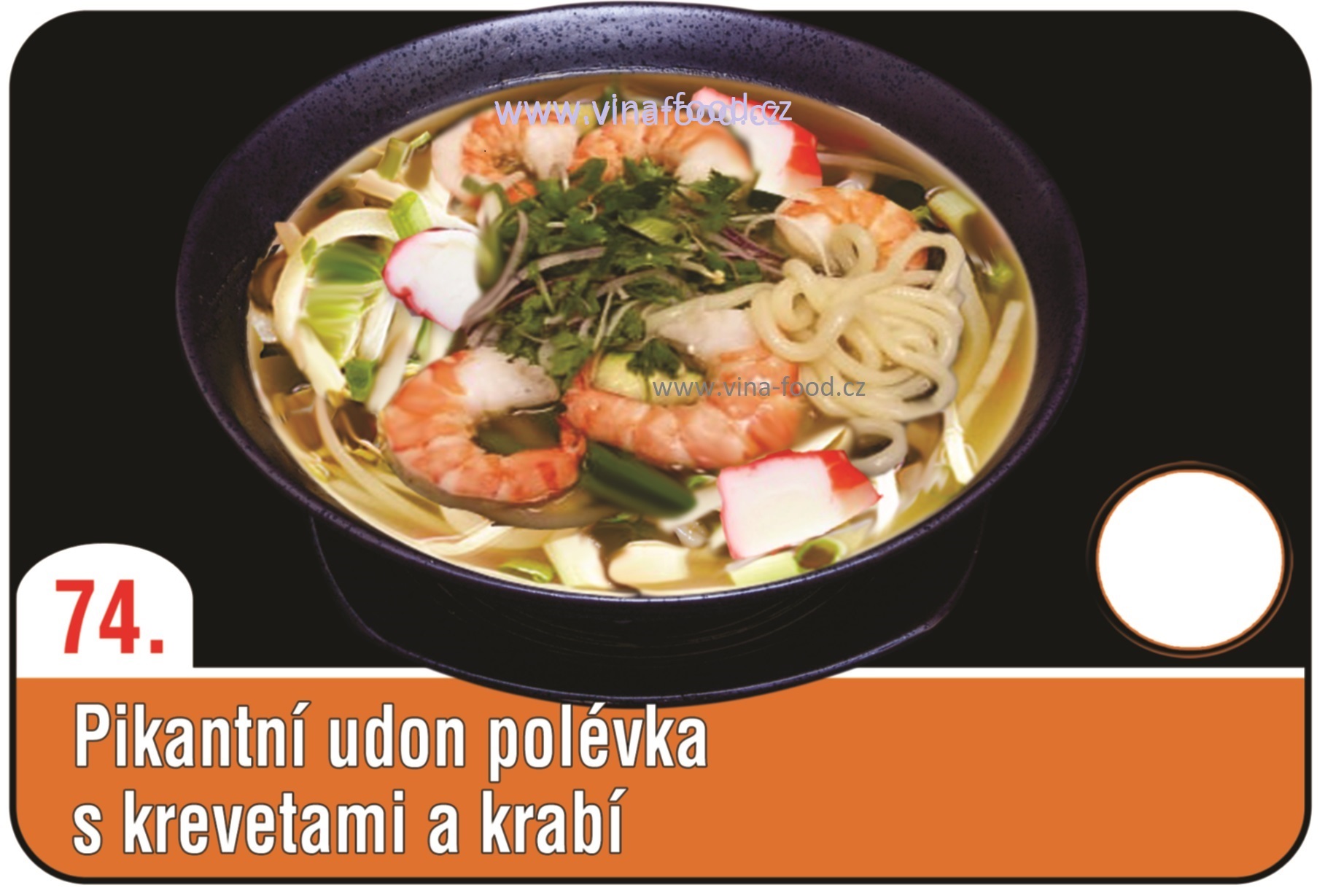 Pikantní udon polévka s krevetami a krabi