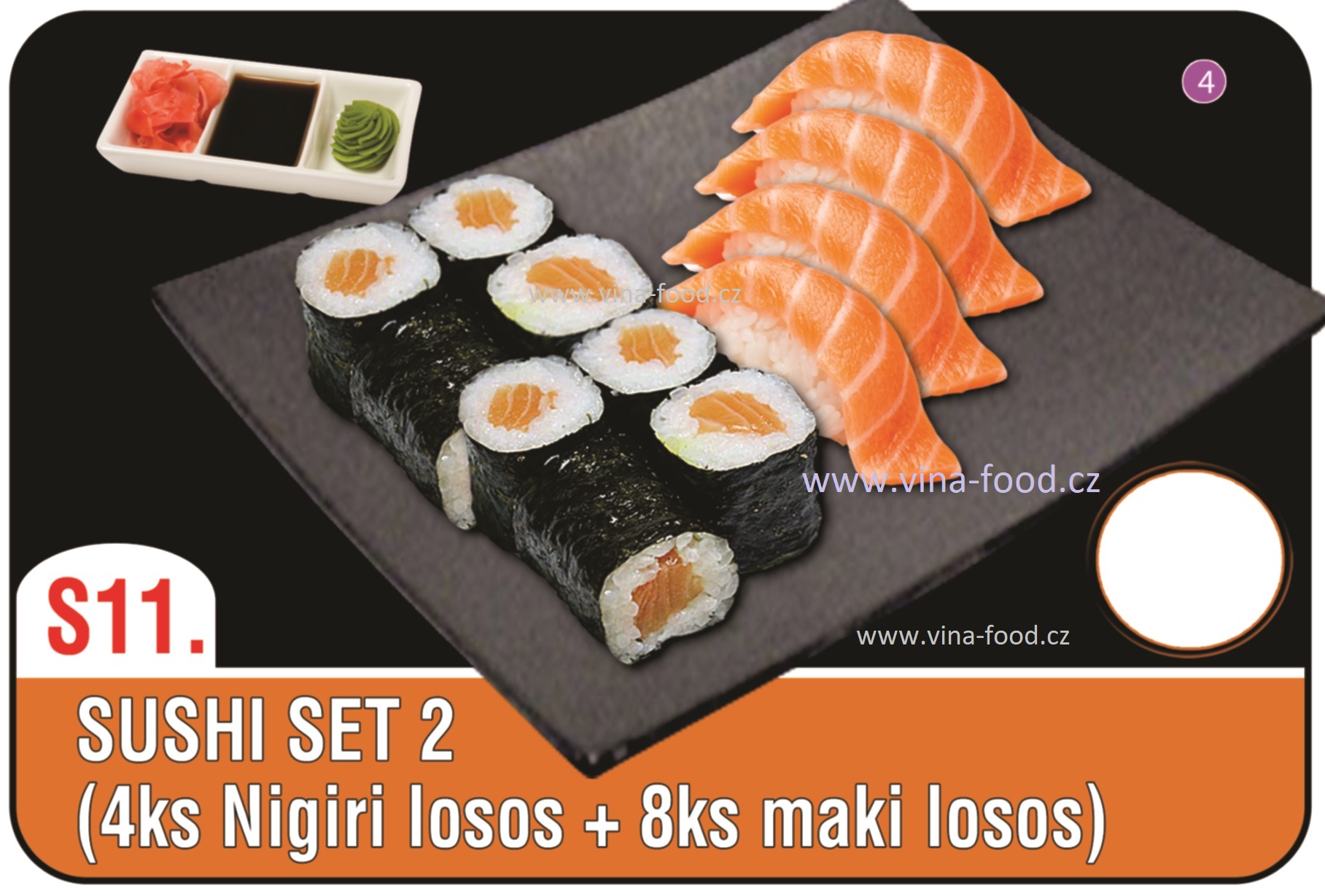 Sushi set 2 (4ks nigiri losos + 8ks maki losos)