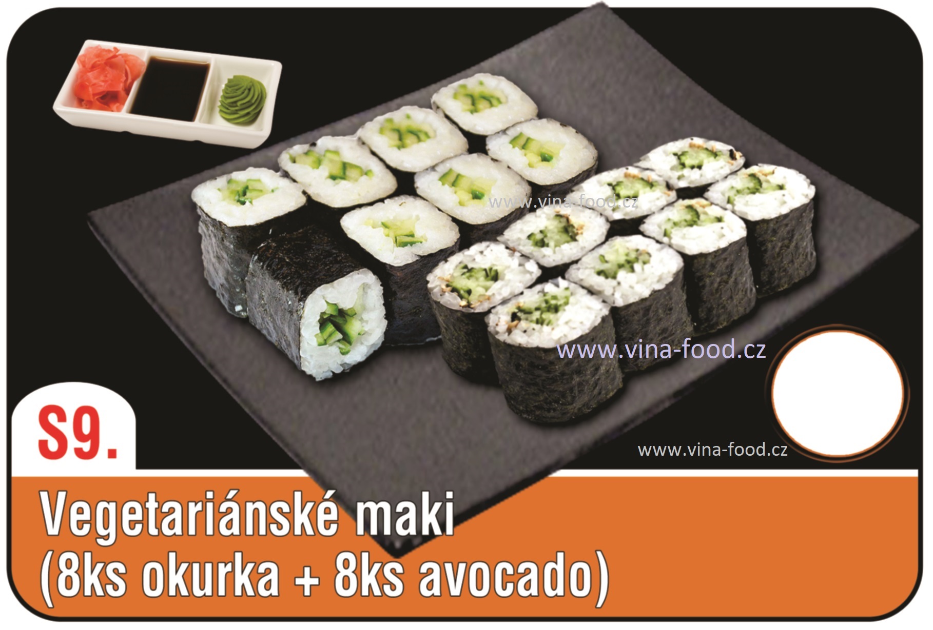 Vegetariánské maki (8ks okurka + 8ks avocado)